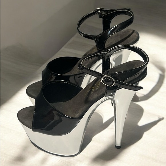 Ellie High Heel Shoes.  Black Silver Stiletto Sandal Size 5. - Picture 2 of 8